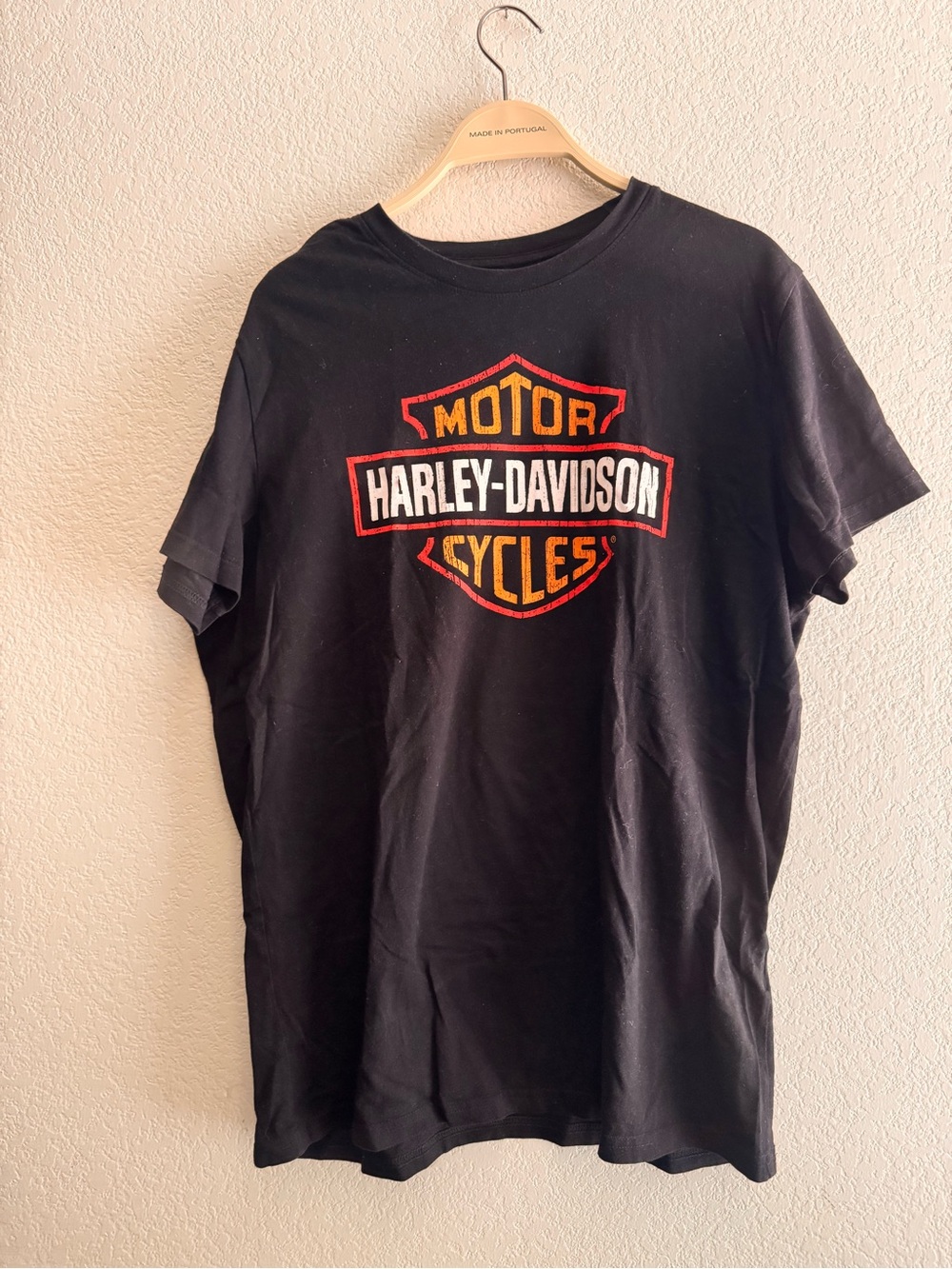 Harley-Davidson Black Tee with Orange & White Shield Logo